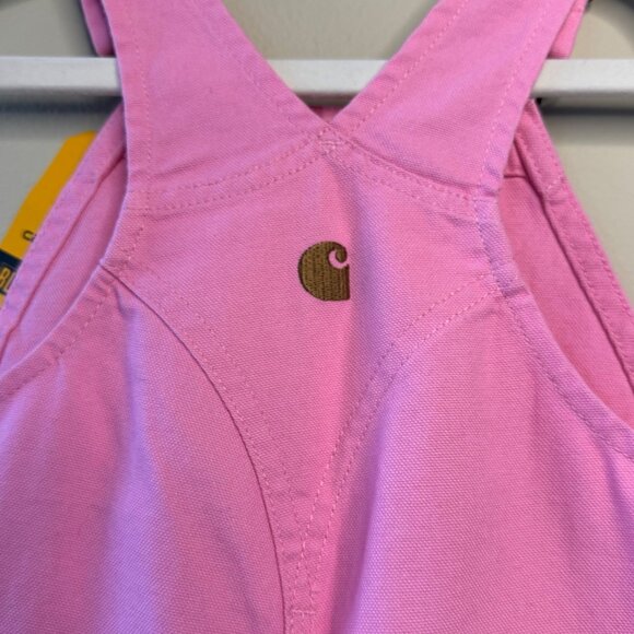 CARHARTT Pink Overalls Girls 3T 3 NWT Loose Fit Canvas Bib Overall Toddler NEW - Picture 6 of 9